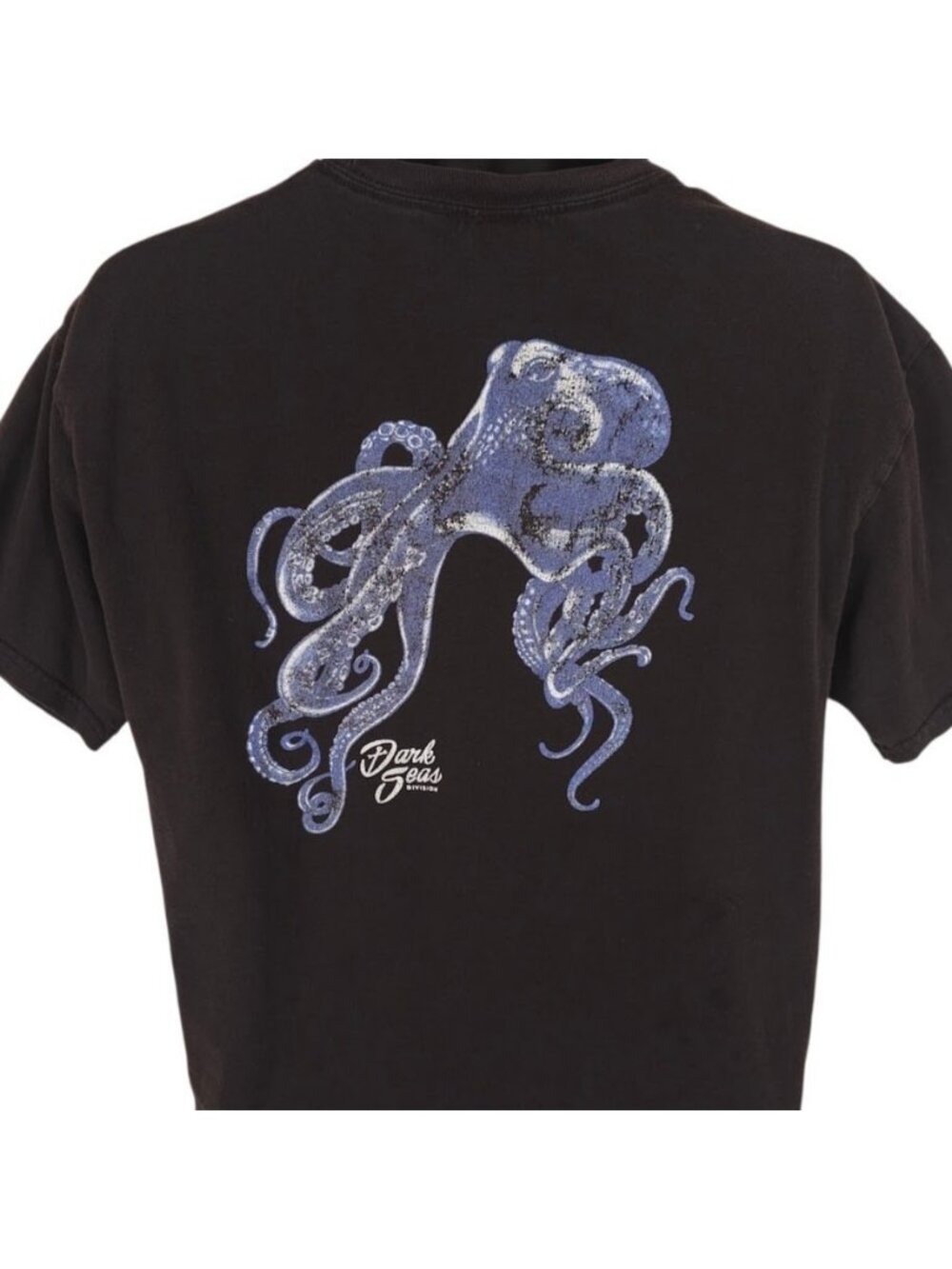 Dark Seas Blue Octopus T Shirt Mens Size Large Black Ocean Monster